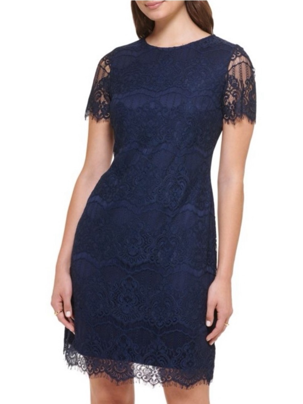NWOT Kensie Navy Blue Chantill Lace Sheath Dress